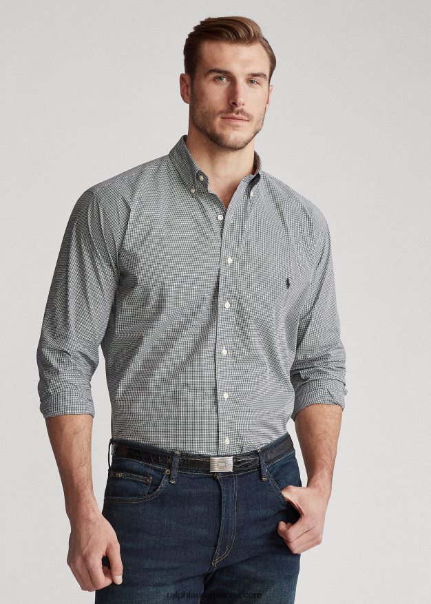 Ralph Lauren miehet ruudullinen popliinipaita 0Z24ZR1838 musta/valkoinen tarkistus