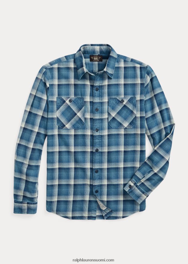 Ralph Lauren miehet ruudullinen twill-työpaita 0Z24ZR1791 indigo/kerma
