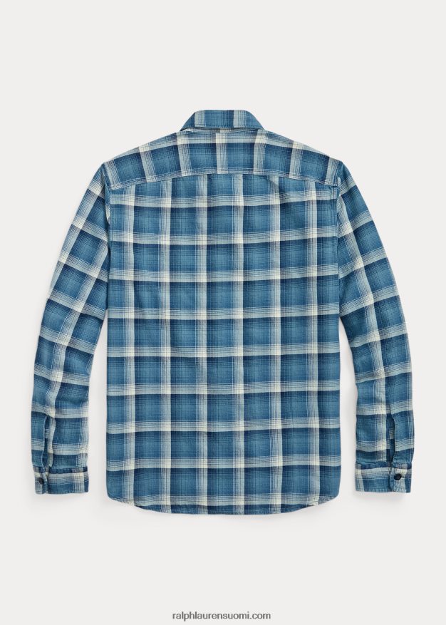 Ralph Lauren miehet ruudullinen twill-työpaita 0Z24ZR1791 indigo/kerma