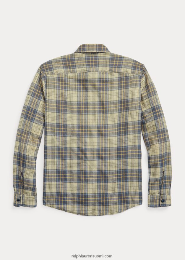 Ralph Lauren miehet ruudullinen twill-työpaita 0Z24ZR8686 haalistunut sininen/keltainen