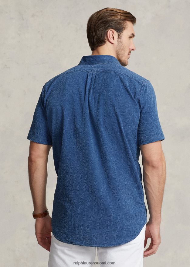 Ralph Lauren miehet seersucker paita 0Z24ZR1598 tumma indigo