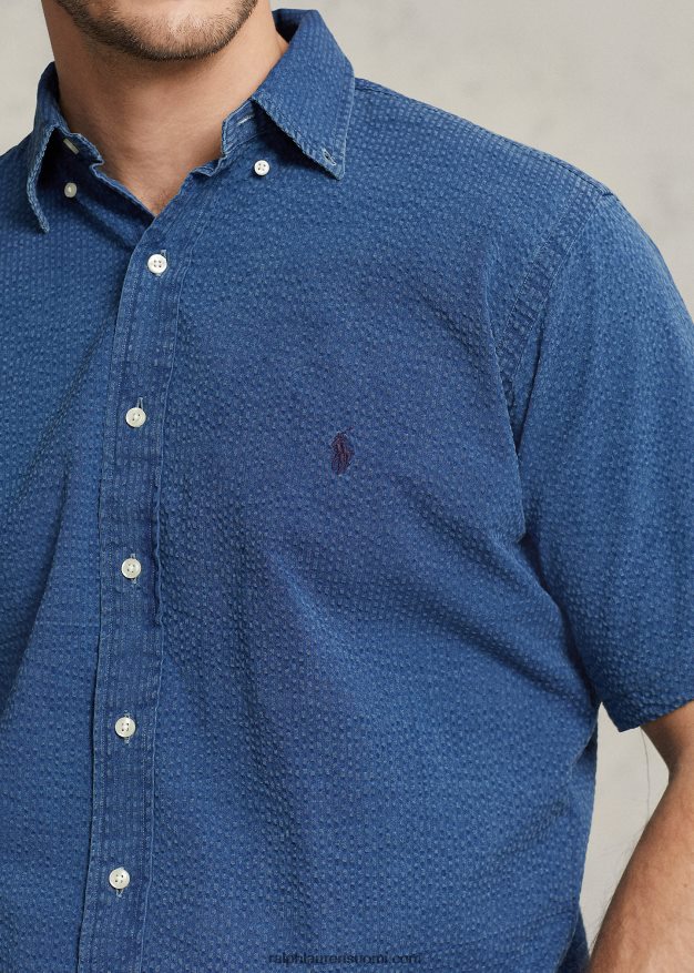 Ralph Lauren miehet seersucker paita 0Z24ZR1598 tumma indigo