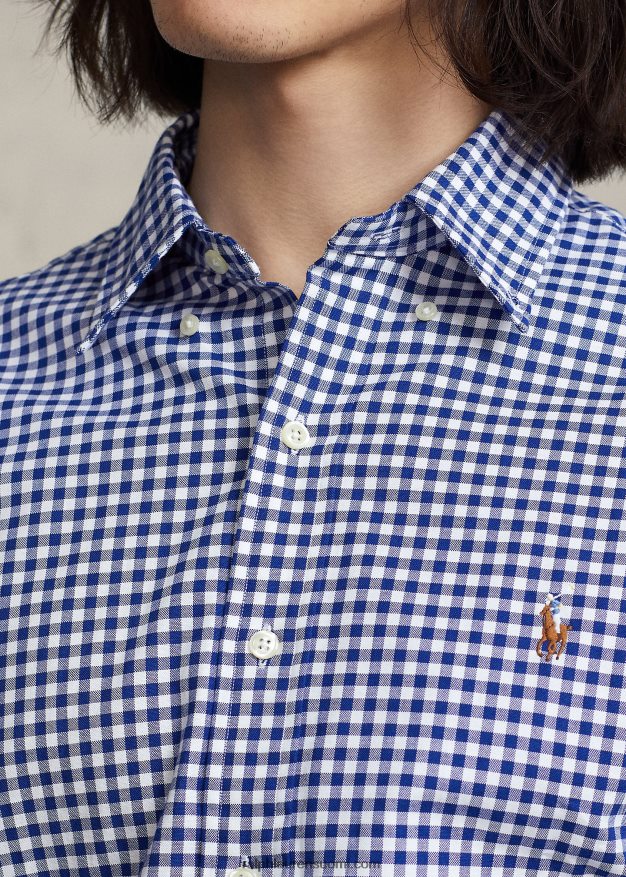 Ralph Lauren miehet slim fit gingham stretch oxford -paita 0Z24ZR830 kuninkaallinen/valkoinen
