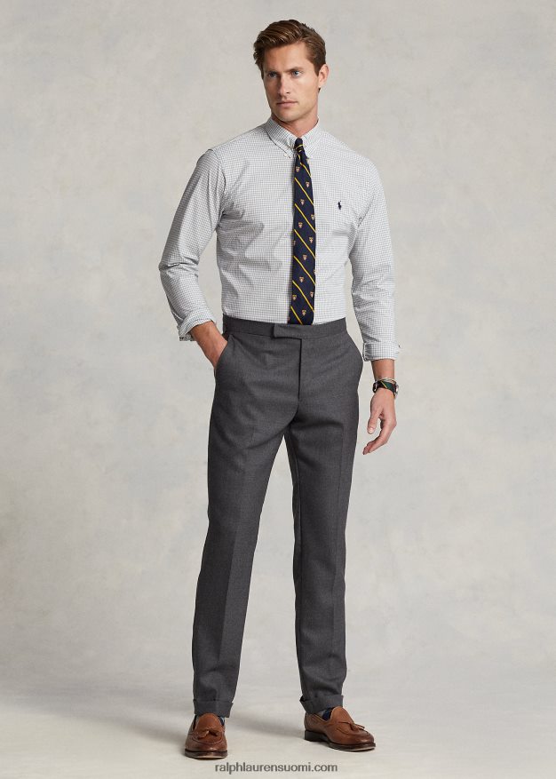 Ralph Lauren miehet slim fit gingham stretch popliinipaita 0Z24ZR812 harmaa/valkoinen
