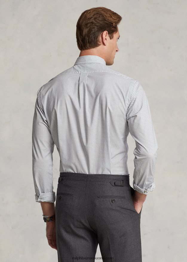 Ralph Lauren miehet slim fit gingham stretch popliinipaita 0Z24ZR812 harmaa/valkoinen