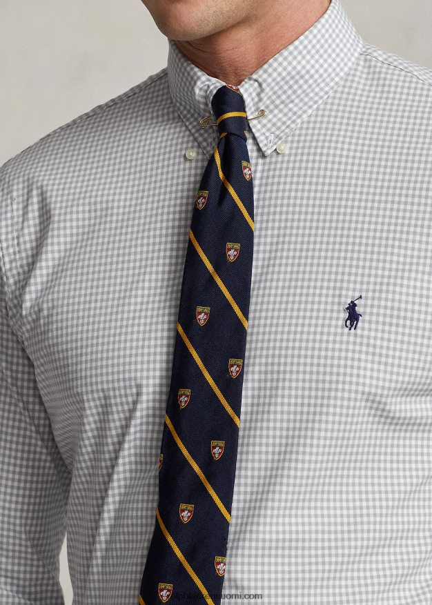 Ralph Lauren miehet slim fit gingham stretch popliinipaita 0Z24ZR812 harmaa/valkoinen