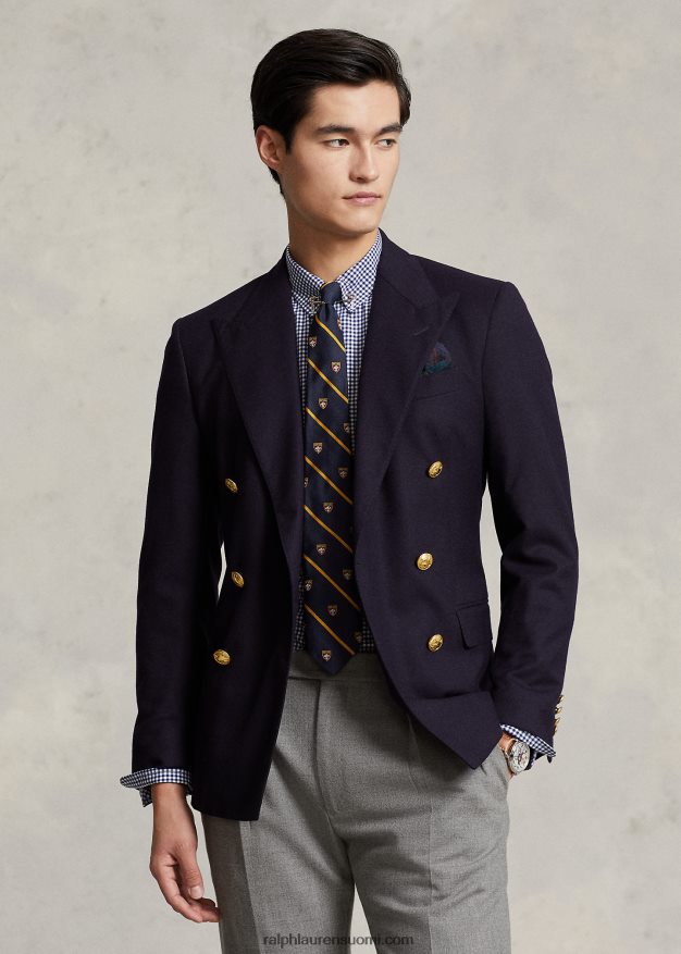 Ralph Lauren miehet slim fit gingham stretch popliinipaita 0Z24ZR813 laivasto/valkoinen