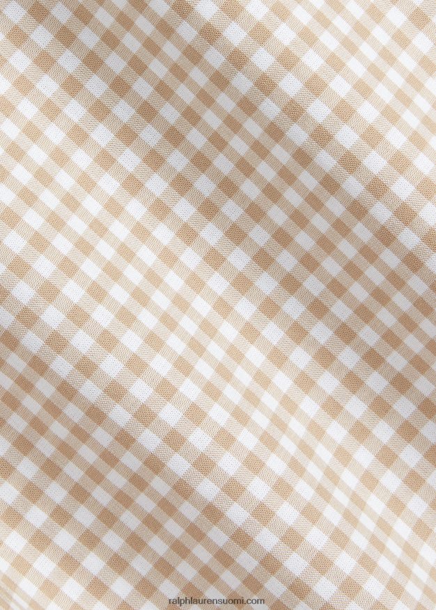 Ralph Lauren miehet slim fit gingham stretch popliinipaita 0Z24ZR814 vintage khaki/valkoinen