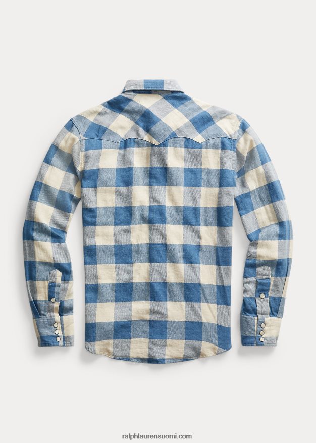 Ralph Lauren miehet slim fit ruudullinen twill länsimainen paita 0Z24ZR1772 rl 158 indigovoide