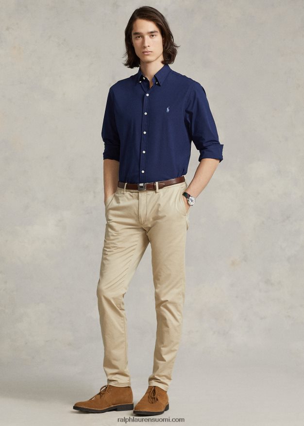 Ralph Lauren miehet stretch-popliinipaita - kaikki sopii 0Z24ZR366 newportin laivasto