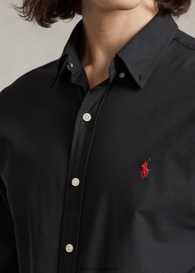 Ralph Lauren miehet stretch-popliinipaita - kaikki sopii 0Z24ZR369 musta