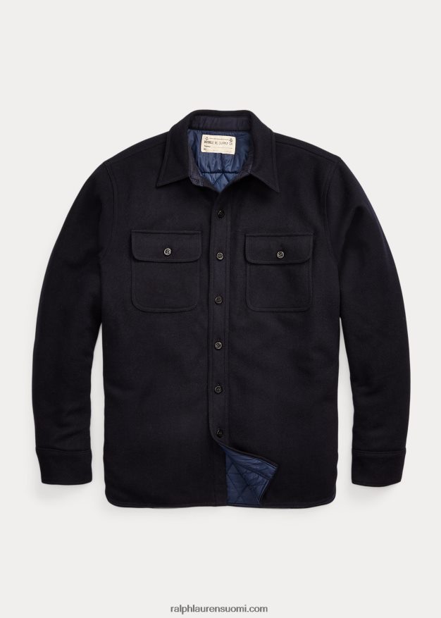Ralph Lauren miehet tikattu villa melton päällyspaita 0Z24ZR1794 laivastonsininen