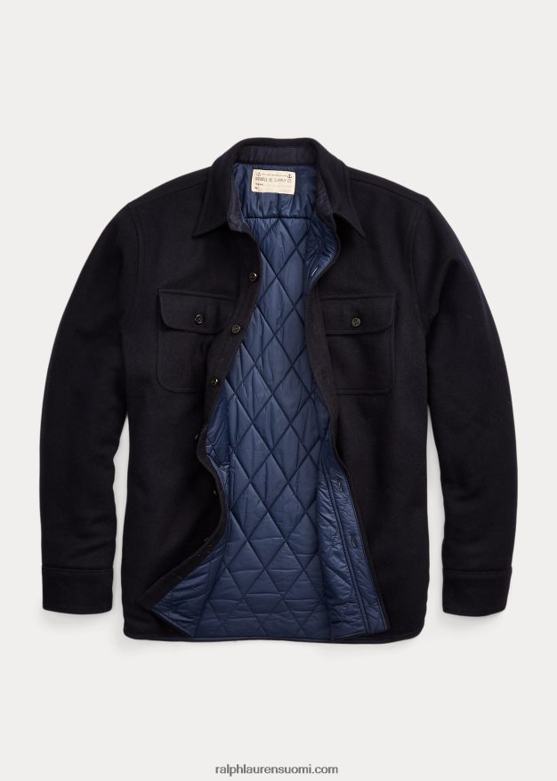 Ralph Lauren miehet tikattu villa melton päällyspaita 0Z24ZR1794 laivastonsininen