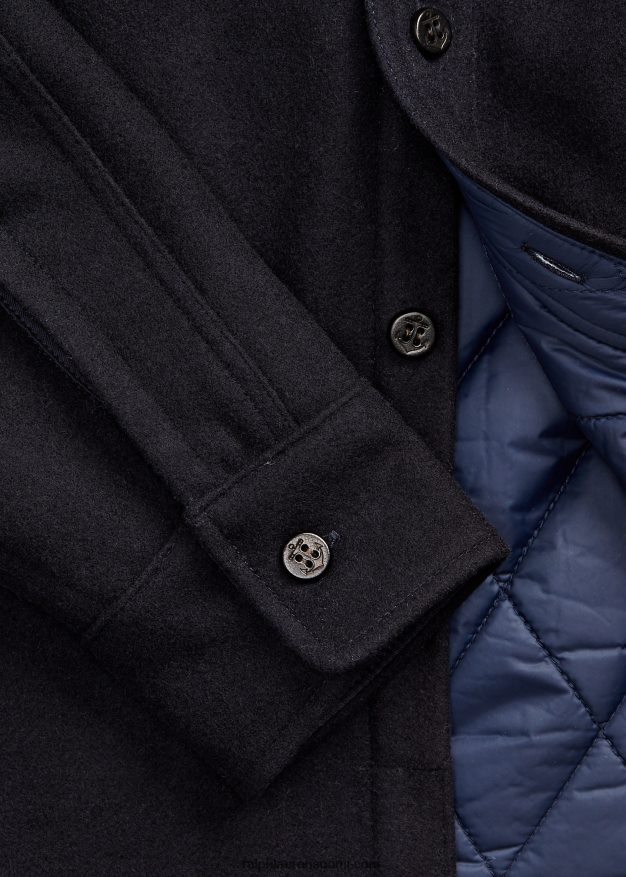 Ralph Lauren miehet tikattu villa melton päällyspaita 0Z24ZR1794 laivastonsininen