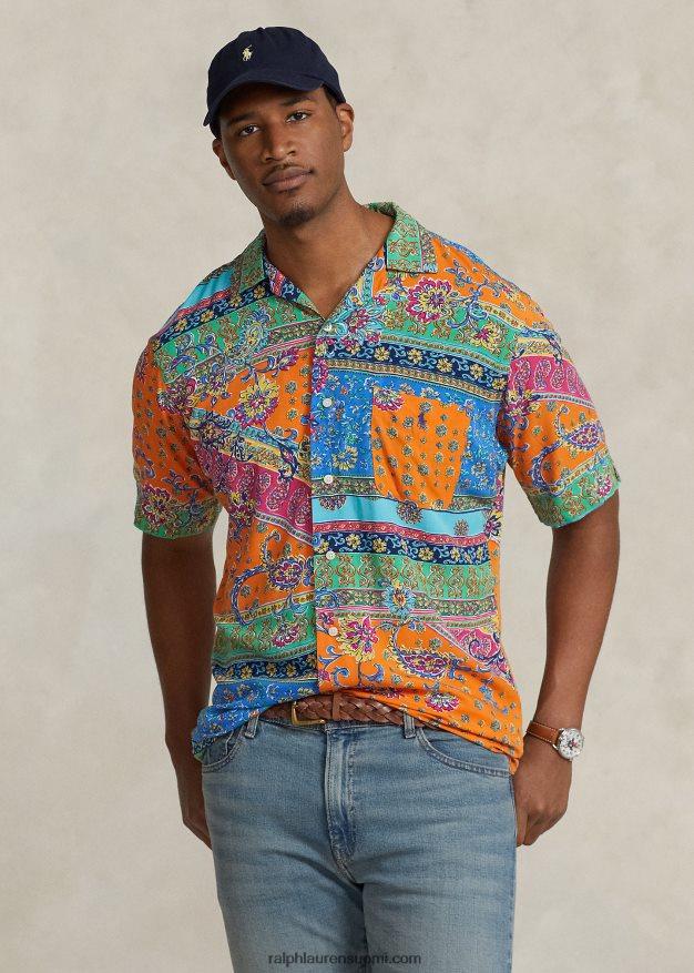 Ralph Lauren miehet tilkkukuvioinen leiripaita 0Z24ZR1358 provencelainen medaljonki