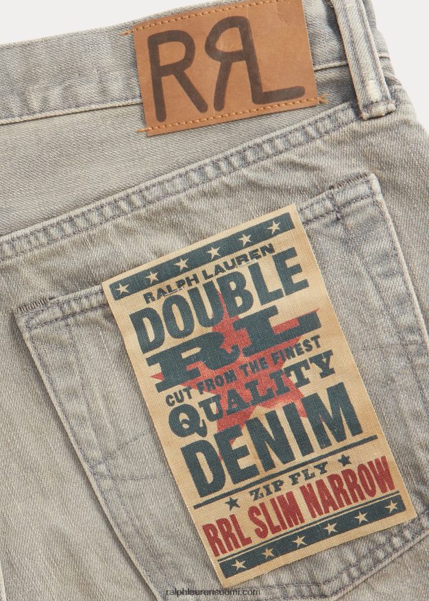 Ralph Lauren miehet ohut kapea malli sameanharmaa farkku 0Z24ZR1737 samea harmaa pesu