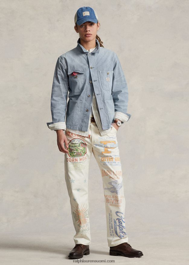 Ralph Lauren miehet rennon istuvuuden graafinen puuseppäfarkku 0Z24ZR1087 puuhakku