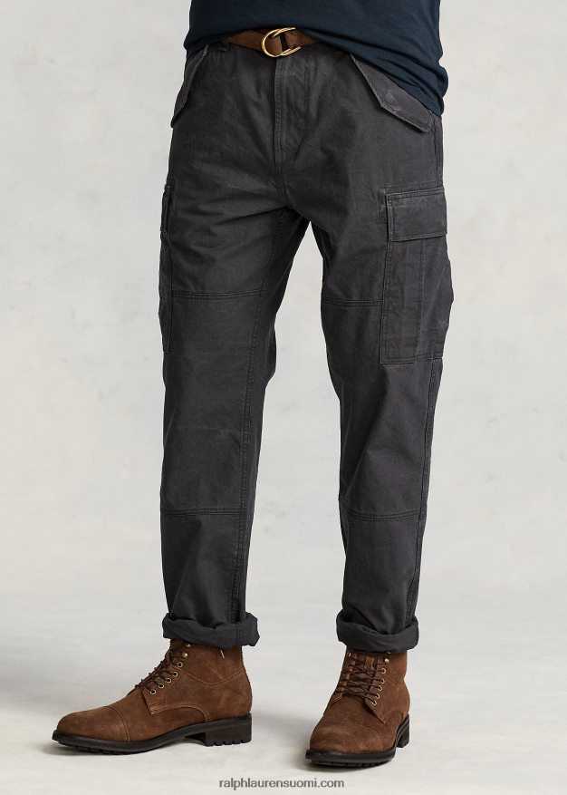 Ralph Lauren miehet Classic fit canvas cargo-housut 0Z24ZR8396 kivi musta