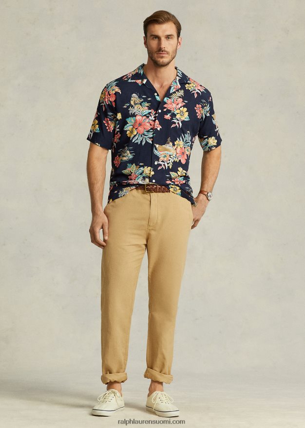 Ralph Lauren miehet klassinen istuvuus pellava-puuvillahousut 0Z24ZR1413 vintage khaki