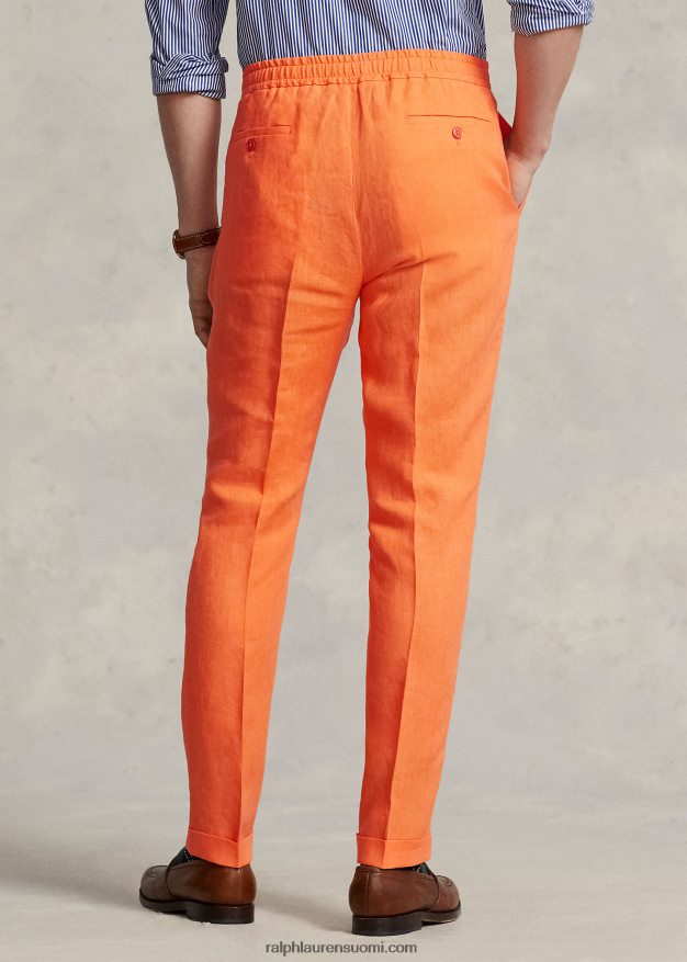 Ralph Lauren miehet laskostetut pellavahousut 0Z24ZR1267 optinen oranssi