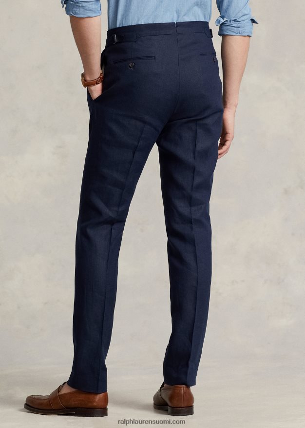 Ralph Lauren miehet laskostetut pellavahousut 0Z24ZR730 tumma laivasto