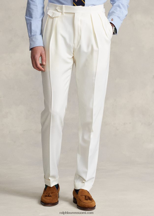 Ralph Lauren miehet laskostetut villaiset barathea-housut 0Z24ZR1160 pergamentti kerma