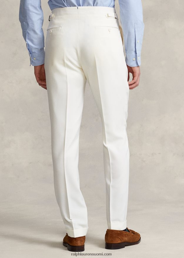 Ralph Lauren miehet laskostetut villaiset barathea-housut 0Z24ZR1160 pergamentti kerma