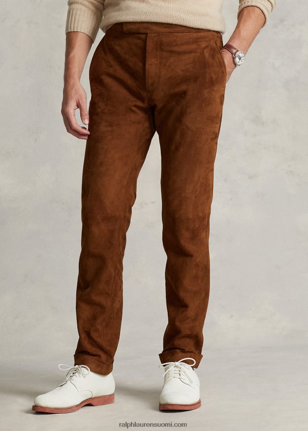 Ralph Lauren miehet mokkanahkapukuhousut 0Z24ZR1246 uusi vaaleanruskea