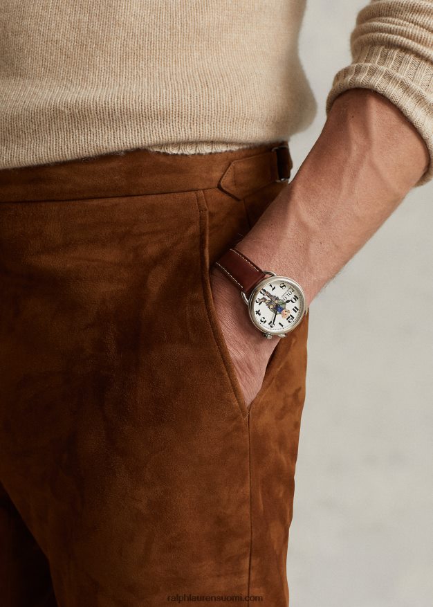 Ralph Lauren miehet mokkanahkapukuhousut 0Z24ZR1246 uusi vaaleanruskea