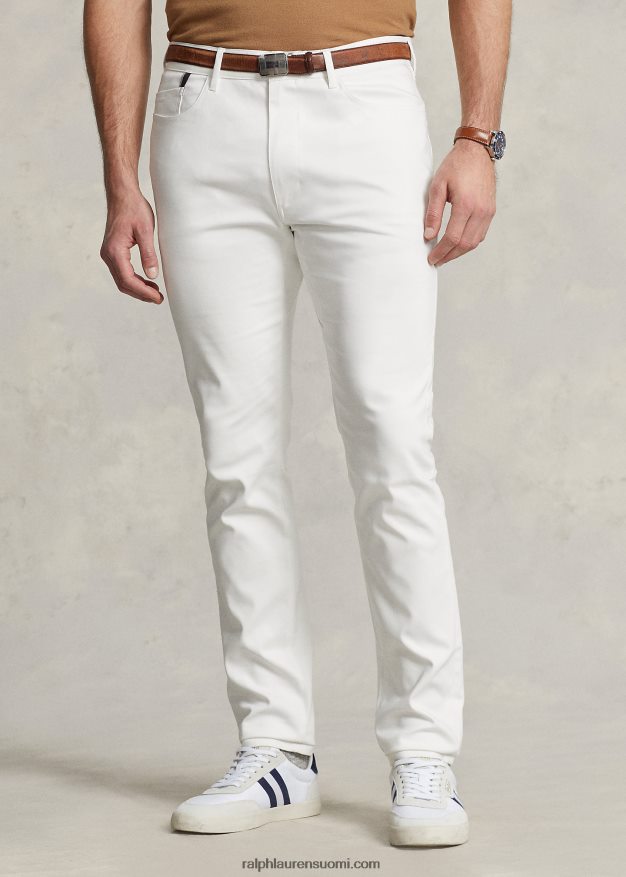 Ralph Lauren miehet ohuet joustavat dobby-housut 0Z24ZR1402 kannenpesuaine valkoinen