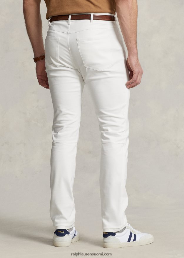 Ralph Lauren miehet ohuet joustavat dobby-housut 0Z24ZR1402 kannenpesuaine valkoinen