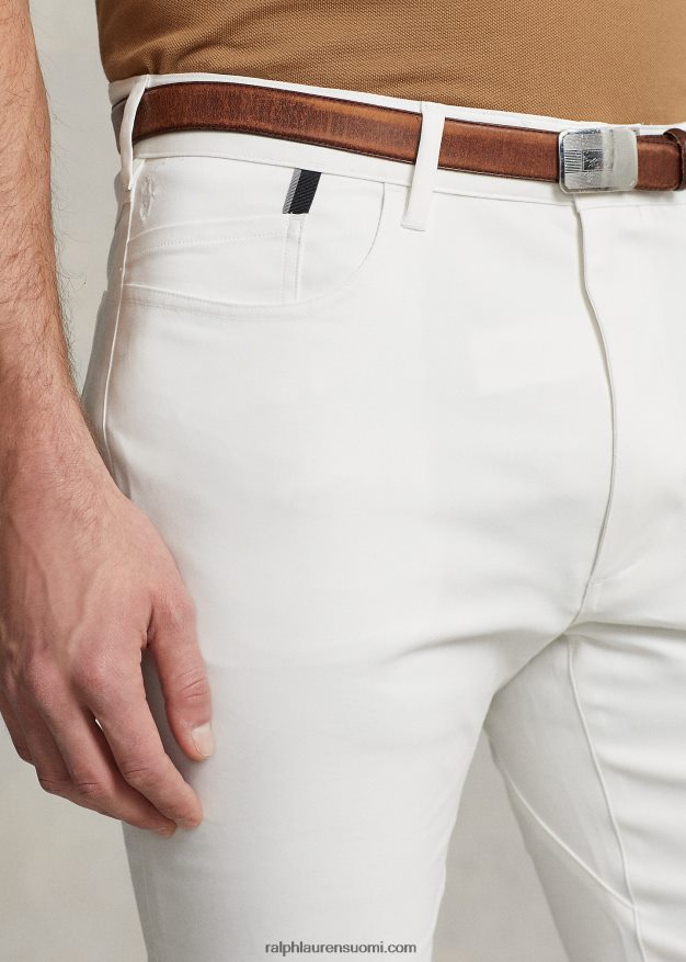 Ralph Lauren miehet ohuet joustavat dobby-housut 0Z24ZR1402 kannenpesuaine valkoinen