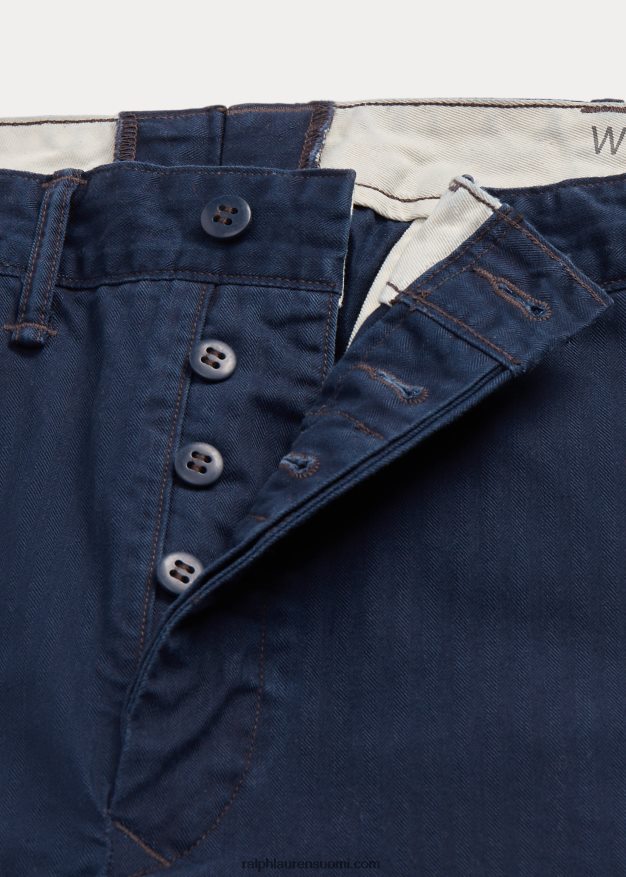 Ralph Lauren miehet ohuet kalanruototvillihousut 0Z24ZR1703 laivaston arvoinen