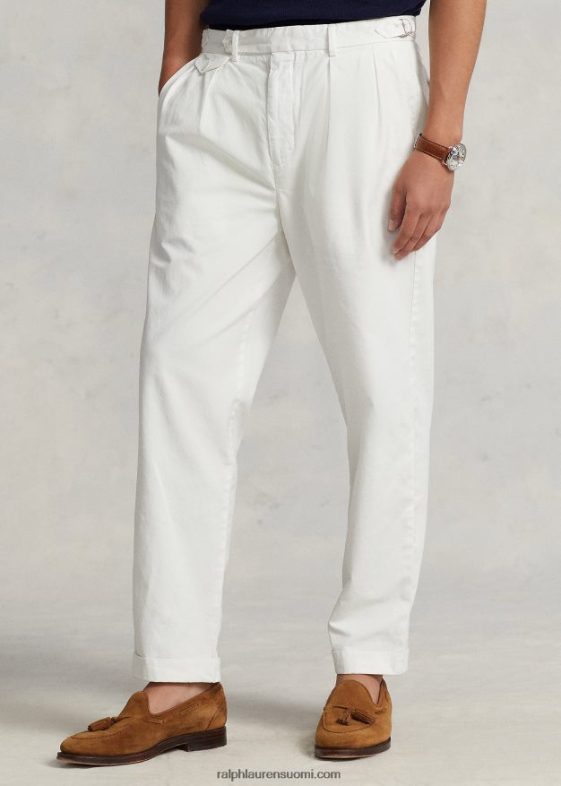 Ralph Lauren miehet ohuet kapeneva istuvuus laskostettu twill housut 0Z24ZR8408 kannenpesuaine valkoinen