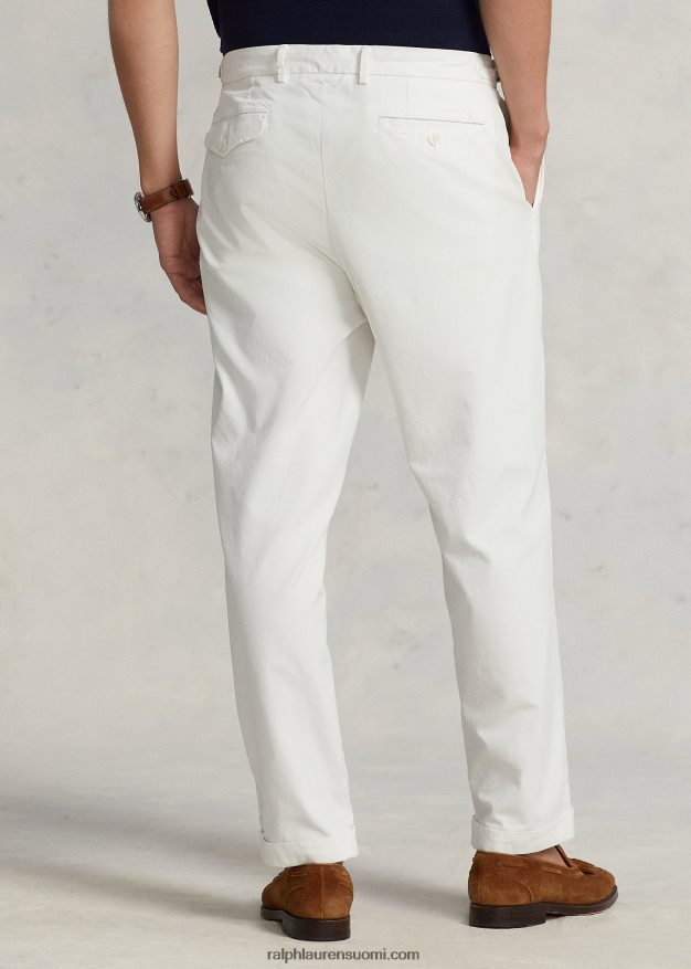 Ralph Lauren miehet ohuet kapeneva istuvuus laskostettu twill housut 0Z24ZR8408 kannenpesuaine valkoinen