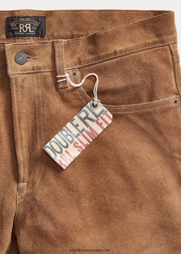 Ralph Lauren miehet ohuet, koko mokkanahkahousut 0Z24ZR1796 ahdistunut rusketus