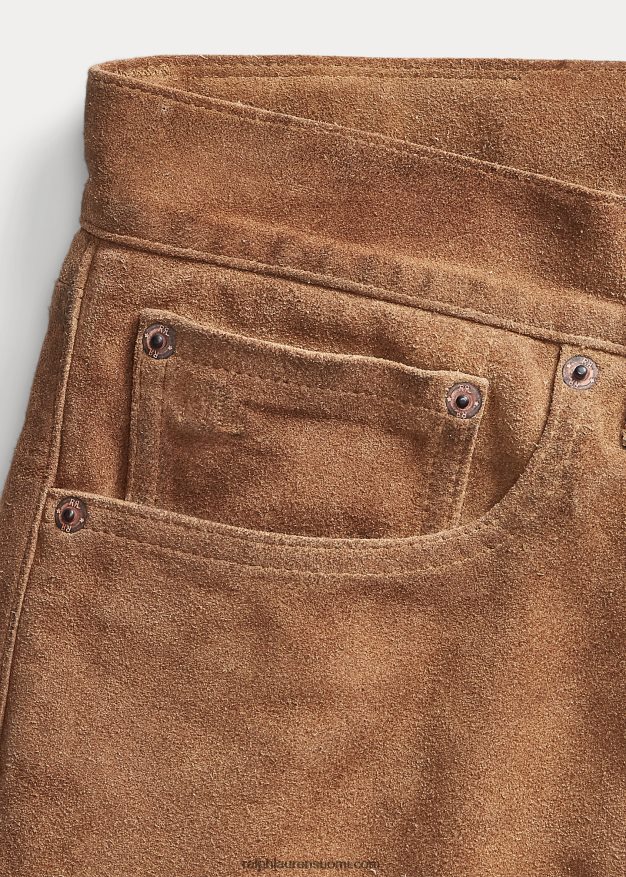 Ralph Lauren miehet ohuet, koko mokkanahkahousut 0Z24ZR1796 ahdistunut rusketus