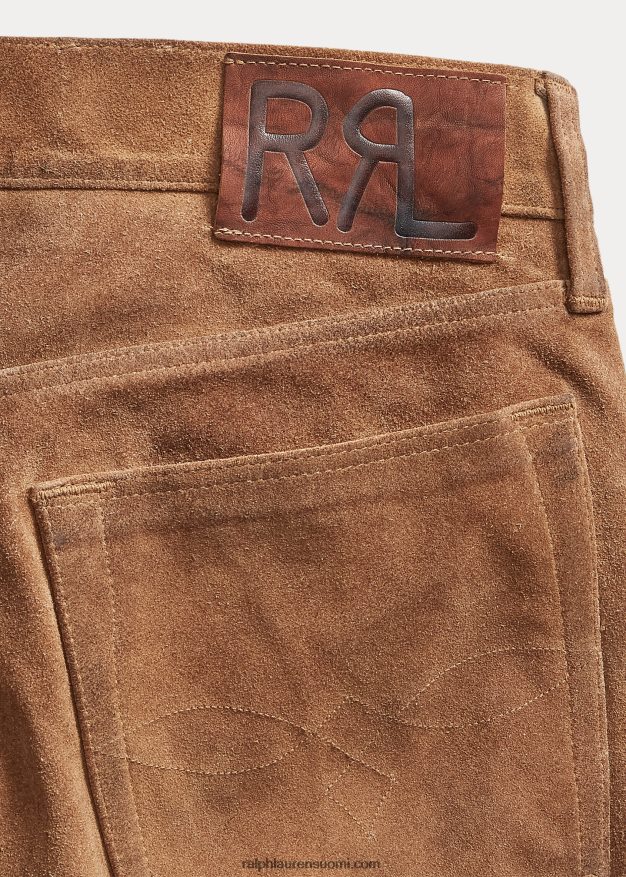 Ralph Lauren miehet ohuet, koko mokkanahkahousut 0Z24ZR1796 ahdistunut rusketus