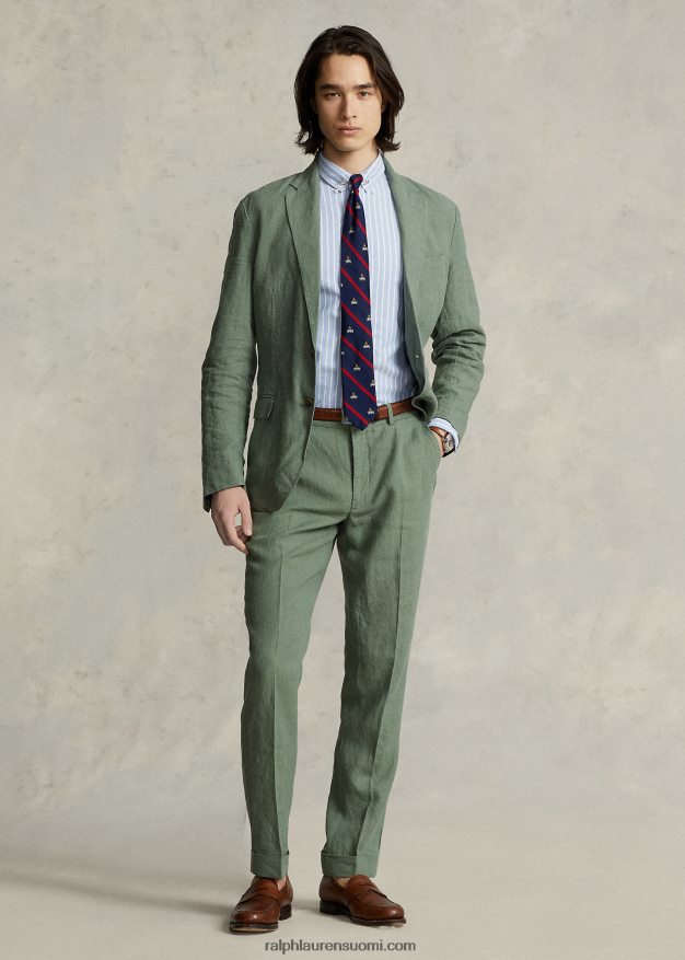Ralph Lauren miehet pellavapukuhousut 0Z24ZR1076 lastin vihreä