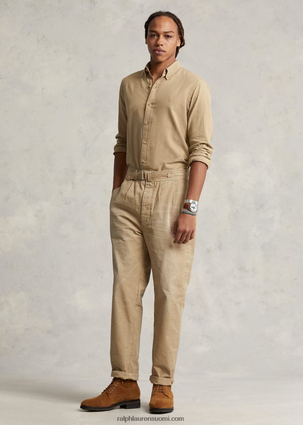 Ralph Lauren miehet rento istuvuus laskostettu kangashousut 0Z24ZR1048 surrey rusketus