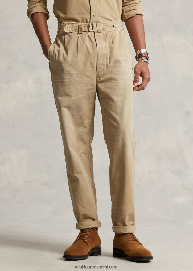 Ralph Lauren miehet rento istuvuus laskostettu kangashousut 0Z24ZR1048 surrey rusketus