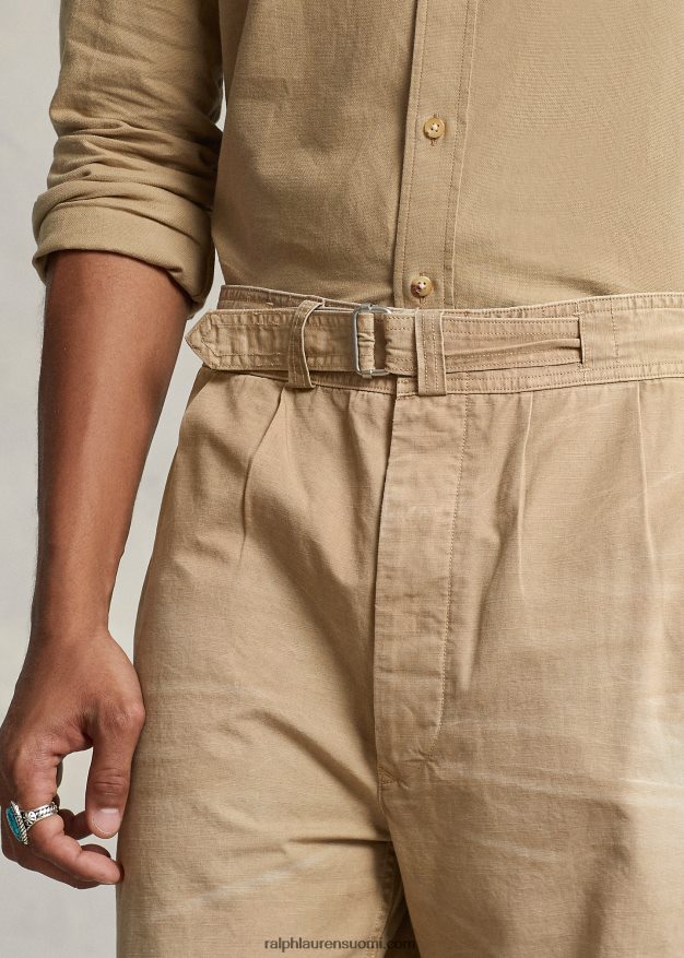 Ralph Lauren miehet rento istuvuus laskostettu kangashousut 0Z24ZR1048 surrey rusketus