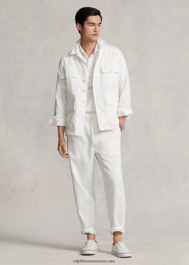 Ralph Lauren miehet rento istuvuus laskostetut twill-housut 0Z24ZR8626 kannenpesuaine valkoinen
