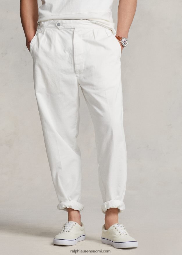 Ralph Lauren miehet rento istuvuus laskostetut twill-housut 0Z24ZR8626 kannenpesuaine valkoinen