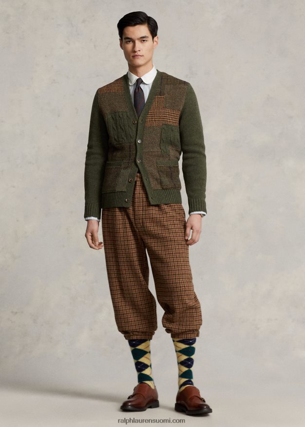 Ralph Lauren miehet ruudullinen villa plus kaksipukuhousut 0Z24ZR1290 ruskea/ruskea