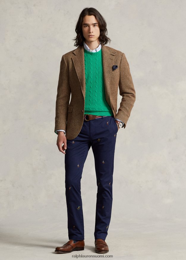 Ralph Lauren miehet stretch slim fit brodeerattu chino housut 0Z24ZR1045 nep