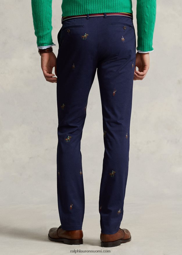 Ralph Lauren miehet stretch slim fit brodeerattu chino housut 0Z24ZR1045 nep