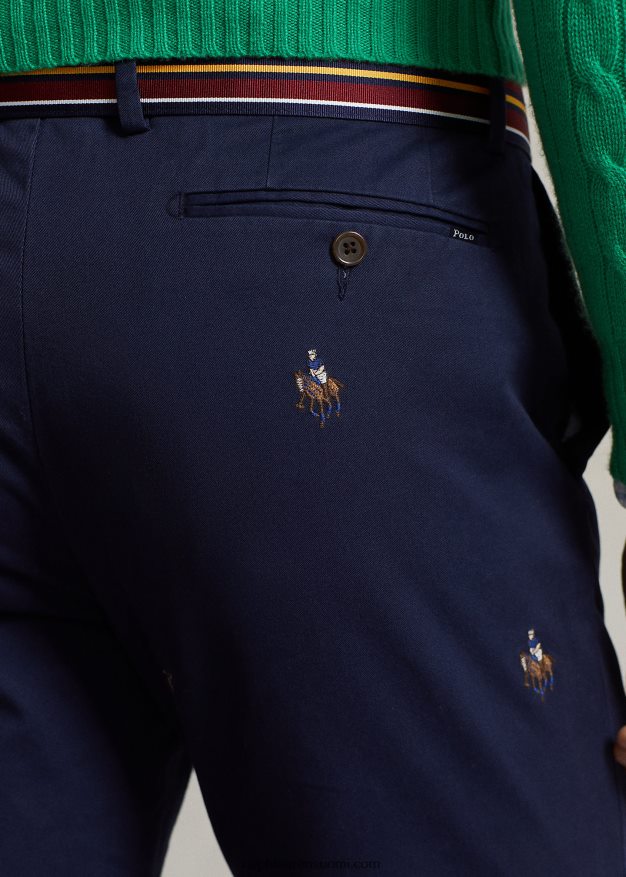 Ralph Lauren miehet stretch slim fit brodeerattu chino housut 0Z24ZR1045 nep