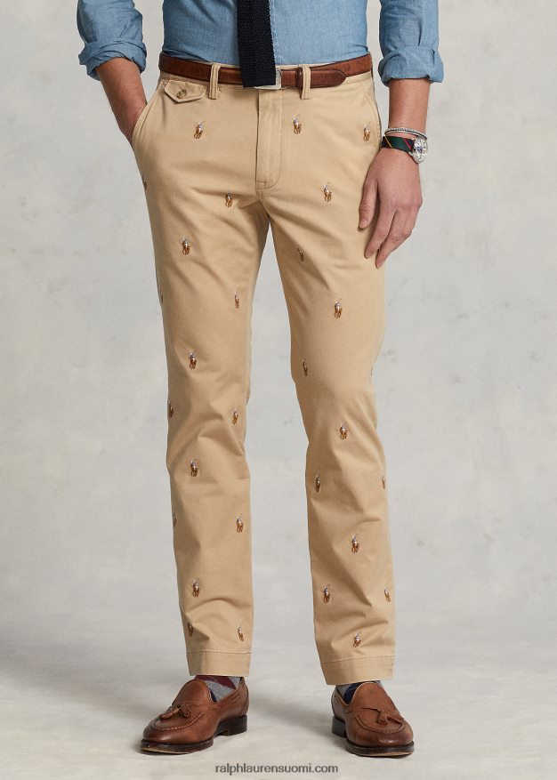 Ralph Lauren miehet stretch slim fit polo poni chino housut 0Z24ZR910 vintage khaki aopp