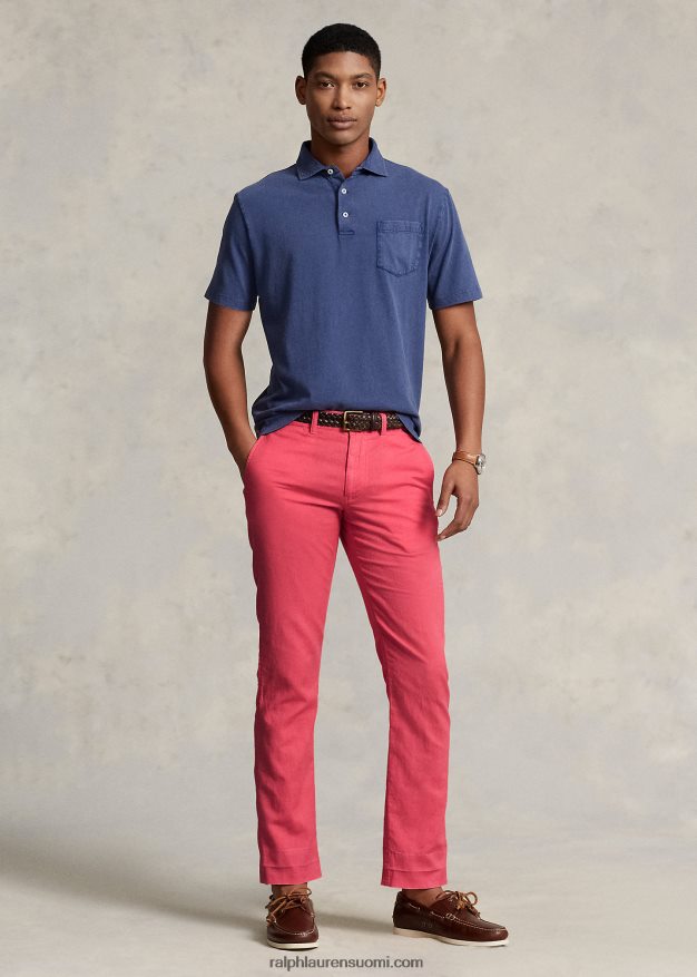 Ralph Lauren miehet suora istuvuus pellava-puuvillahousut 0Z24ZR481 vaaleanpunainen